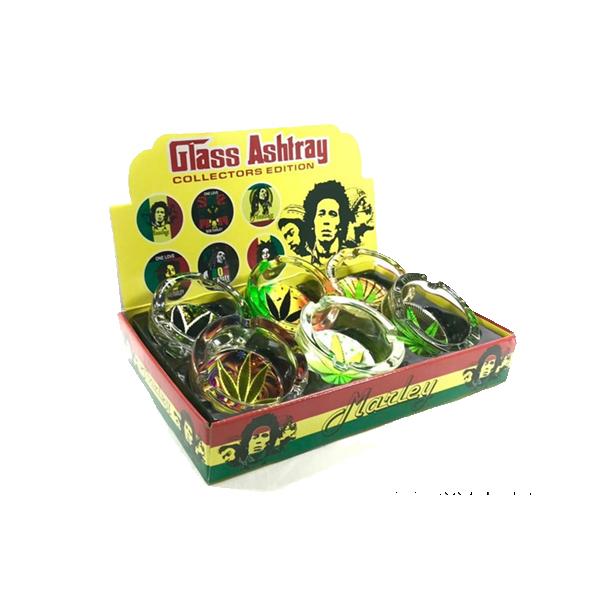 6 x Bob Marley leaf Glass Ash Tray – ASH001