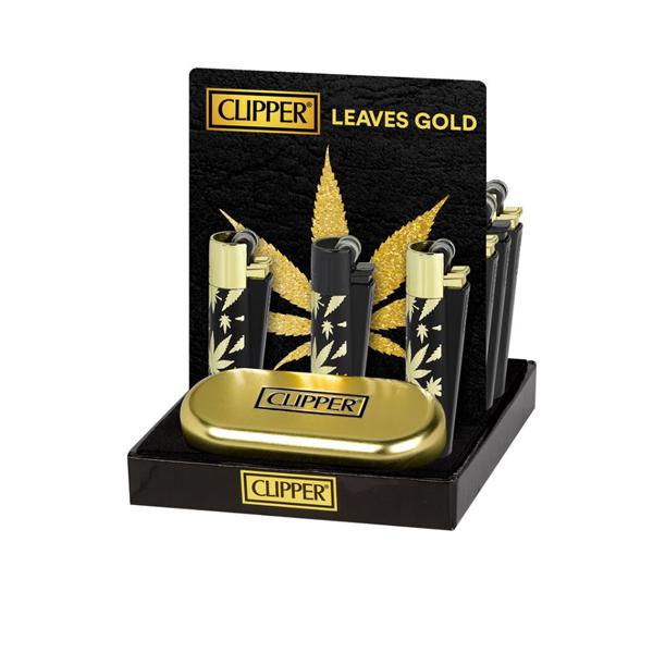 12 Clipper Metal Flint Gold Leaves Lighters – Limited Edition